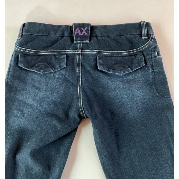 Armani Exchange Women Dark Wash Flared Denim Jeans Size 6 With Button Closure - Picture 4 of 7
